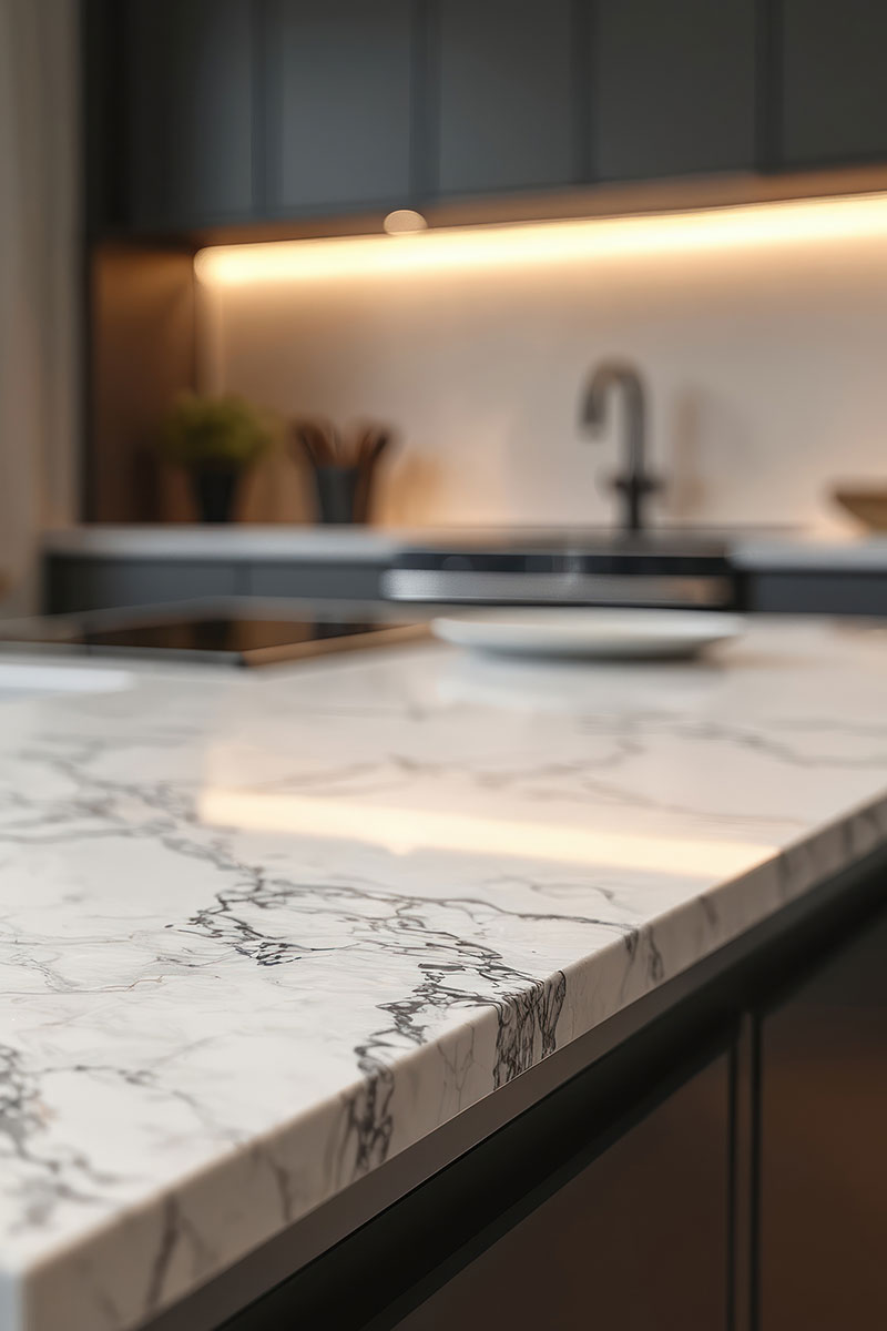 Modern kitchen white stone
