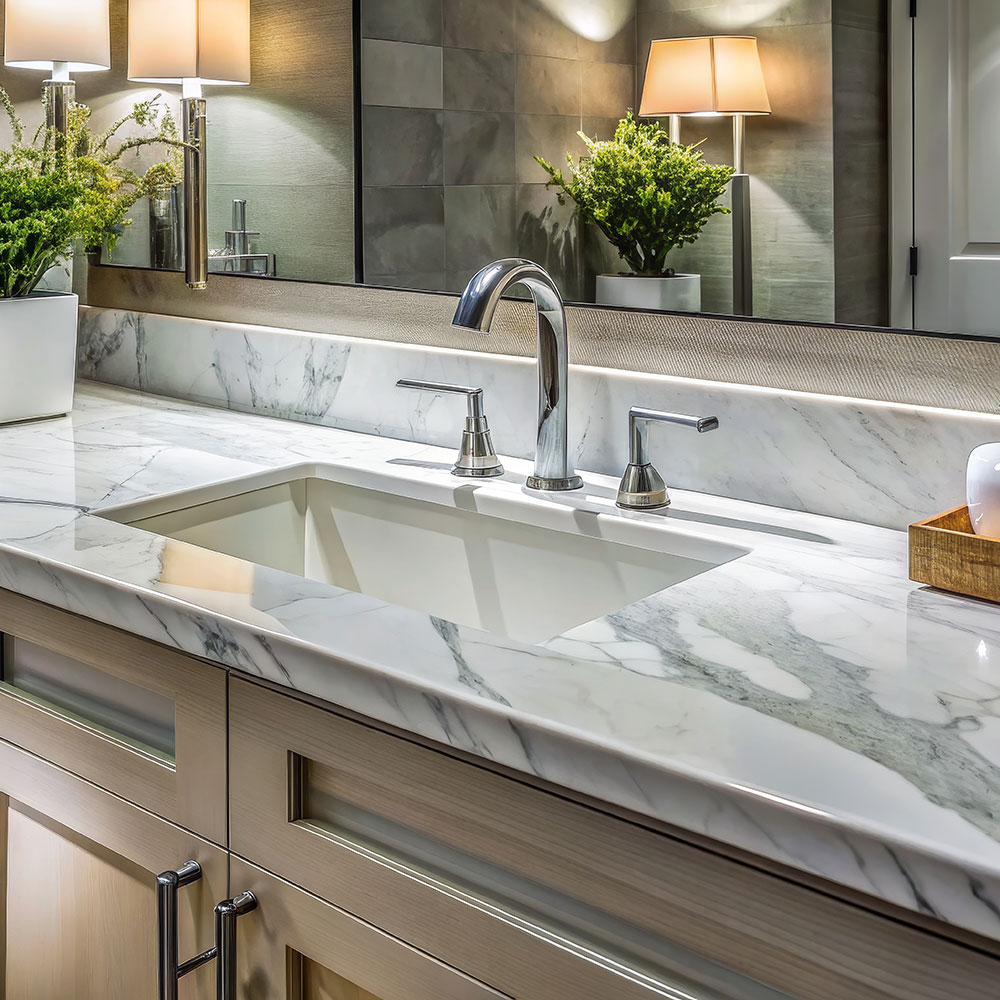 bathroom white marble countertop