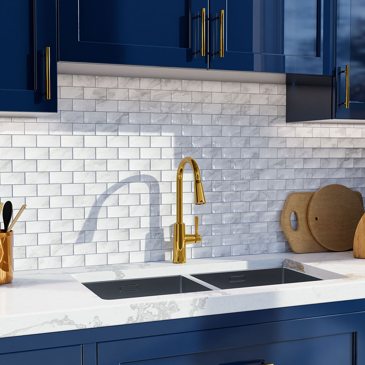 kitchen cabinets in shaker door white tile backsplash
