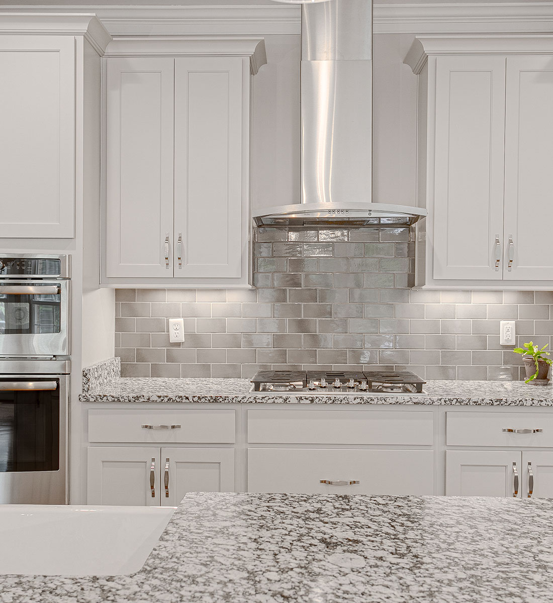 modern kitchen with tiled backsplash